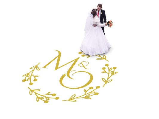 Custom Wedding Decal Dance Floor Wrap Gloss Removable Vinyl. Monogram Print and Vinyl to cover the entire dancefloor. Wedding logo design