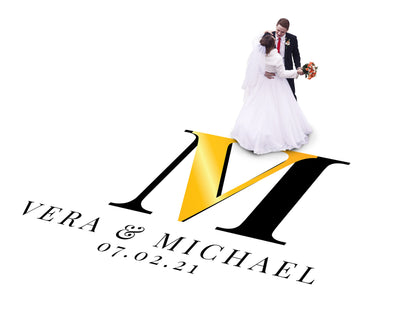 Custom Wedding Decal Dance Floor Wrap Gloss Removable Vinyl. Monogram Print and Vinyl to cover the entire dancefloor. Wedding logo design