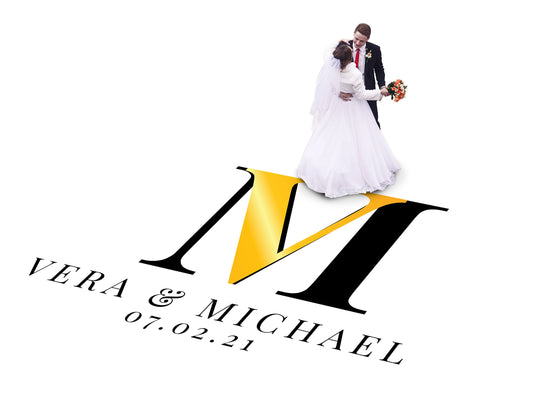 Custom Wedding Decal Dance Floor Wrap Gloss Removable Vinyl. Monogram Print and Vinyl to cover the entire dancefloor. Wedding logo design