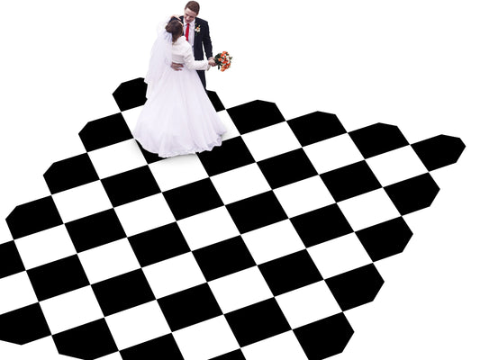 Full print. Custom Wedding Decal Dance Floor Wrap Gloss Removable Vinyl. Monogram Print. Checkerboard design. Wedding logo. Free shipping!
