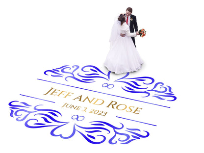 Custom Wedding Decal Dance Floor Wrap Gloss Removable Vinyl. Monogram Print and Vinyl to cover the entire dancefloor. Wedding logo design
