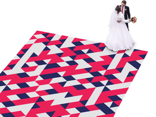 Geometric pattern Custom Wedding Dance Floor Wrap Gloss Removable Vinyl. Monogram Print & Vinyl to cover the dancefloor. Wedding logo design