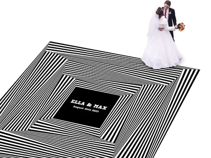 Geometric pattern Custom Wedding Dance Floor Wrap Gloss Removable Vinyl. Monogram Print & Vinyl to cover the dancefloor. Wedding logo design