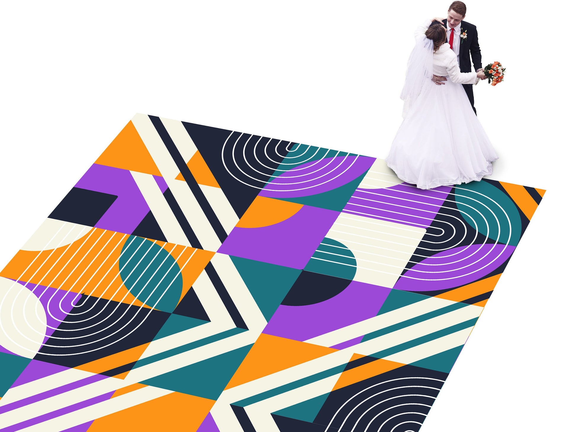 Geometric pattern Custom Wedding Dance Floor Wrap Gloss Removable Vinyl. Monogram Print & Vinyl to cover the dancefloor. Wedding logo design