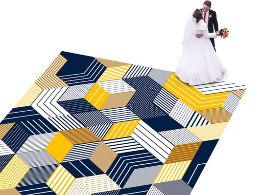 Geometric pattern Custom Wedding Dance Floor Wrap Gloss Removable Vinyl. Monogram Print & Vinyl to cover the dancefloor. Wedding logo design