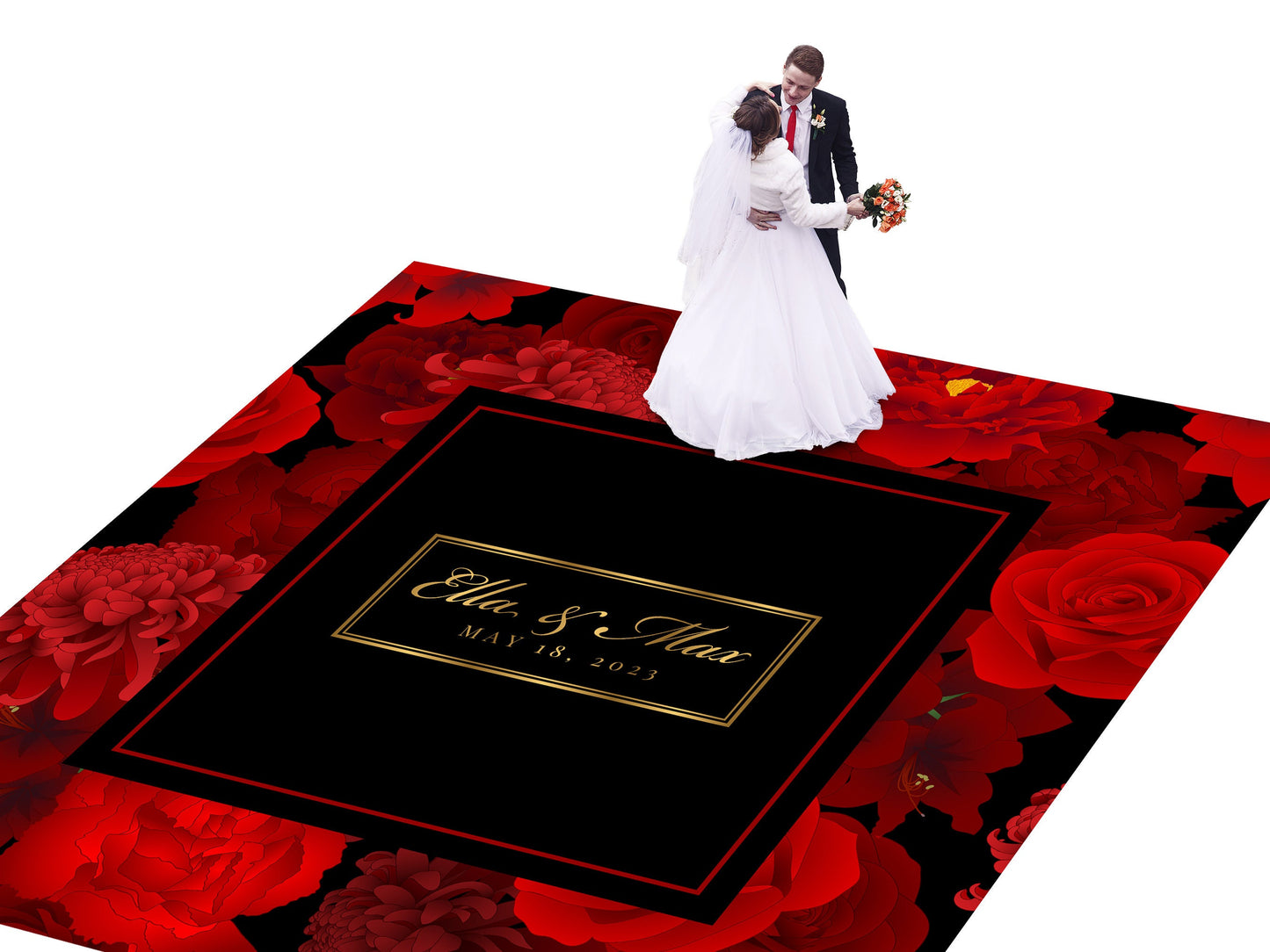 Custom Wedding Decal Dance Floor Wrap Gloss Removable Vinyl. Monogram Print and Vinyl to cover the entire dancefloor. Wedding logo design