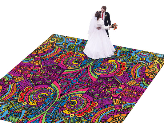 Indian Wedding Mehdi Mandala Sangeet Full Color Dancefloor print. Dancefloor Gloss/Matte Wrap Removable Vinyl. Print to cover dancefloor