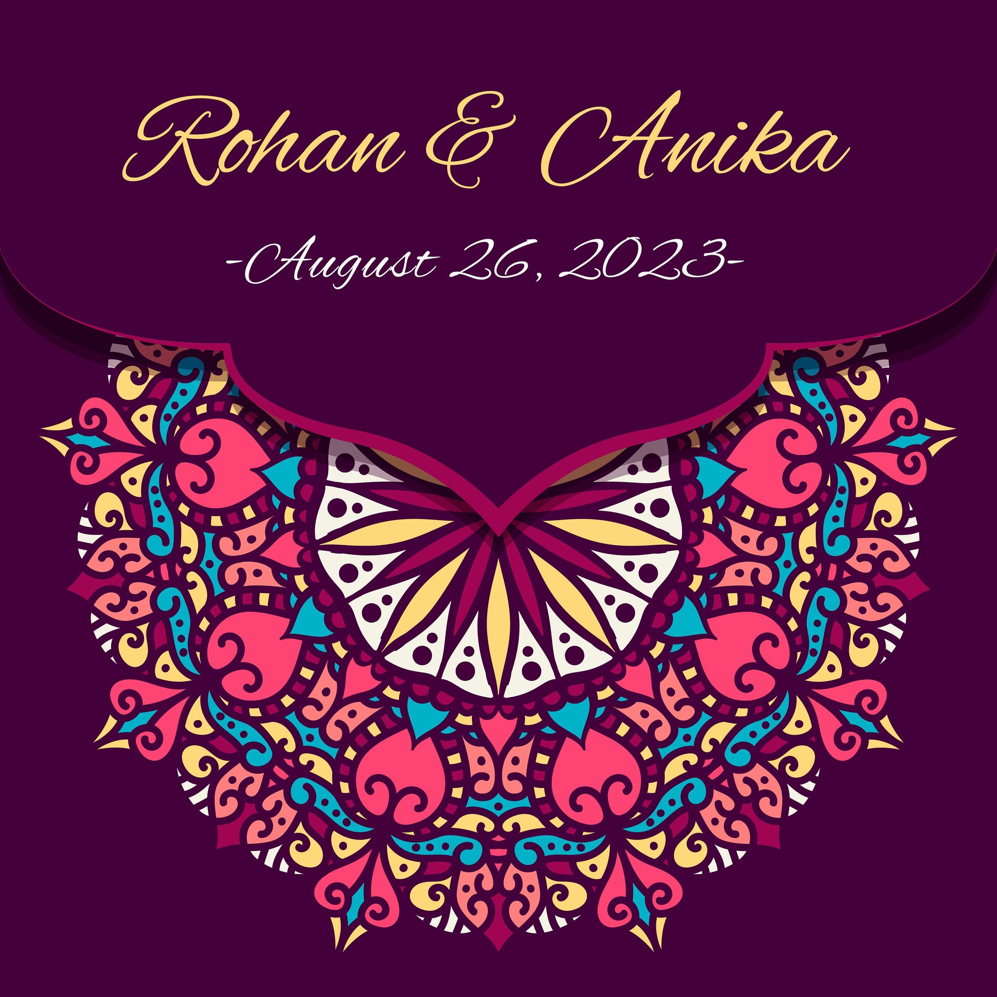 Indian Wedding Mehdi Mandala Sangeet Full Color Dancefloor print. Dancefloor Gloss/Matte Wrap Removable Vinyl. Print to cover dancefloor