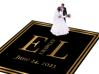 Custom Wedding Decal Dance Floor Wrap Gloss Removable Vinyl. Monogram Print and Vinyl to cover the entire dancefloor. Wedding logo design