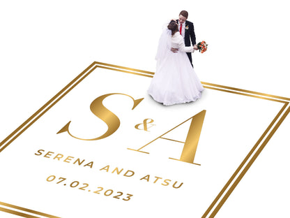 Custom Wedding Decal Dance Floor Wrap Gloss Removable Vinyl. Monogram Print and Vinyl to cover the entire dancefloor. Wedding logo design