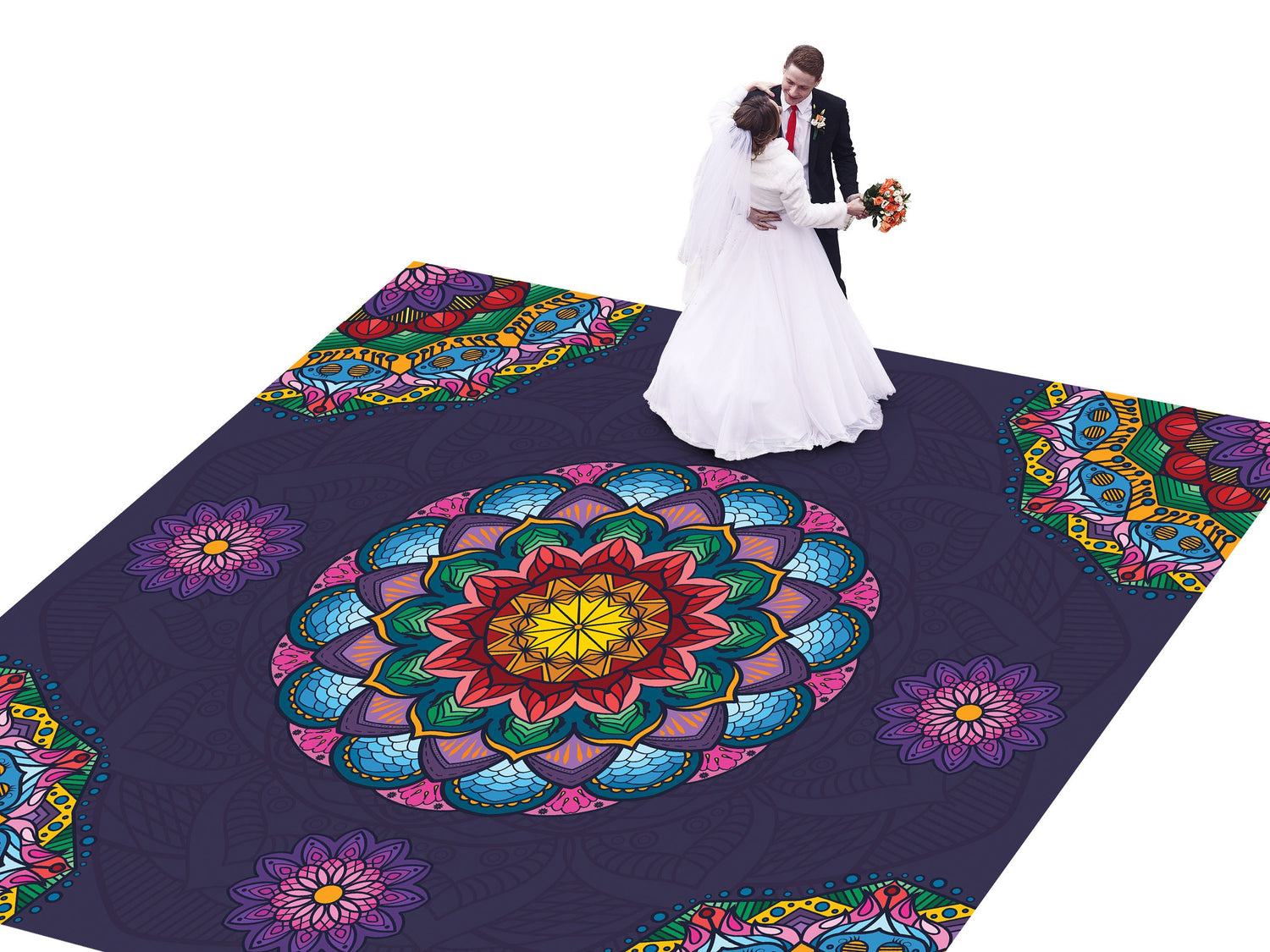 Indian Wedding Mehdi Mandala Full Color Print . Wedding Decal Dancefloor Wrap Gloss Removable Vinyl. Monogram Print to cover your dancefloor
