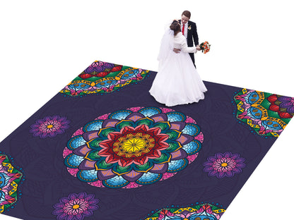 Indian Wedding Mehdi Mandala Full Color Print . Wedding Decal Dancefloor Wrap Gloss Removable Vinyl. Monogram Print to cover your dancefloor
