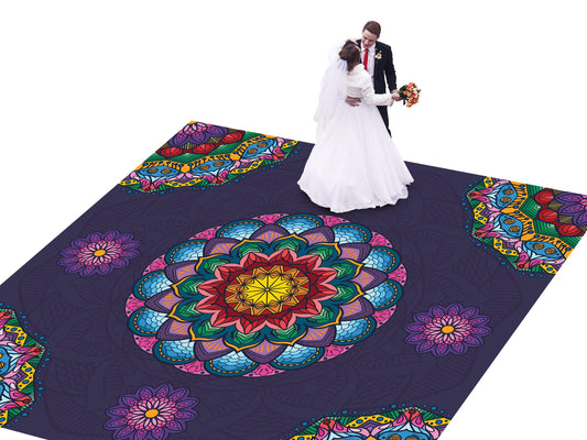 Indian Wedding Mehdi Mandala Full Color Print . Wedding Decal Dancefloor Wrap Gloss Removable Vinyl. Monogram Print to cover your dancefloor