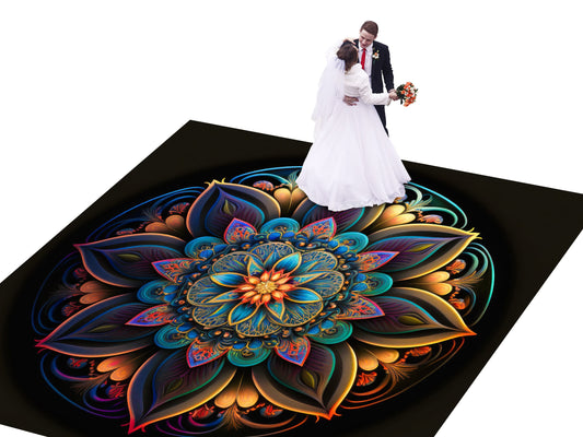 Indian Wedding Mehdi Mandala Sangeet Full Color Dancefloor print. Dancefloor Gloss/Matte Wrap Removable Vinyl. Print to cover dancefloor