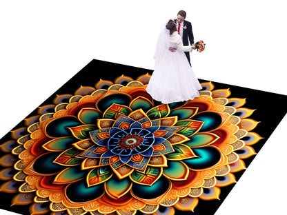 Indian Wedding Mehdi Mandala Sangeet Full Color Dancefloor print. Dancefloor Gloss/Matte Wrap Removable Vinyl. Print to cover dancefloor