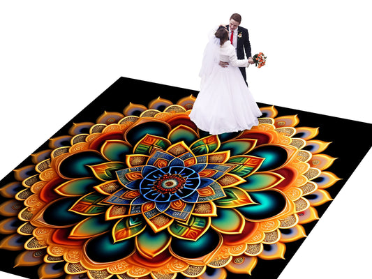 Indian Wedding Mehdi Mandala Sangeet Full Color Dancefloor print. Dancefloor Gloss/Matte Wrap Removable Vinyl. Print to cover dancefloor