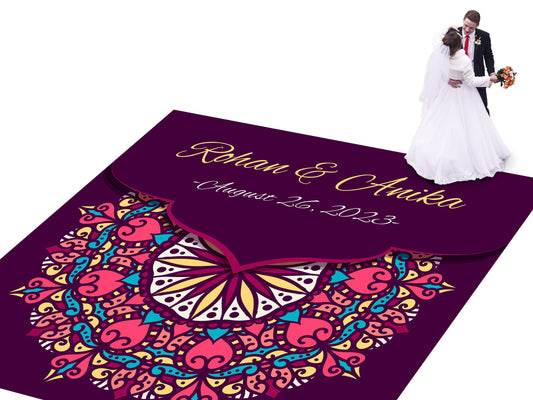 Indian Wedding Mehdi Mandala Sangeet Full Color Dancefloor print. Dancefloor Gloss/Matte Wrap Removable Vinyl. Print to cover dancefloor