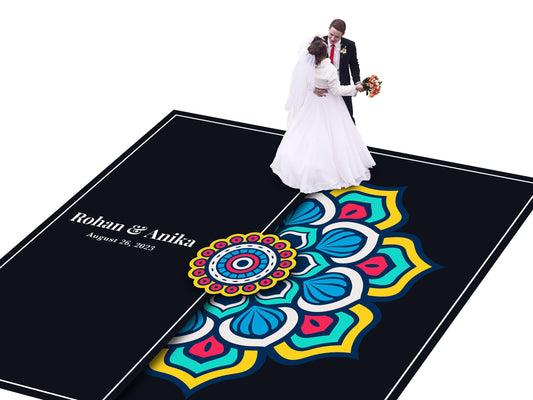 Indian Wedding Mehdi Mandala Sangeet Full Color Dancefloor print. Dancefloor Gloss/Matte Wrap Removable Vinyl. Print to cover dancefloor