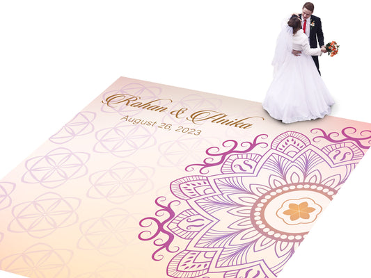 Indian Wedding Mehdi Mandala Sangeet Full Color Dancefloor print. Dancefloor Gloss/Matte Wrap Removable Vinyl. Print to cover dancefloor