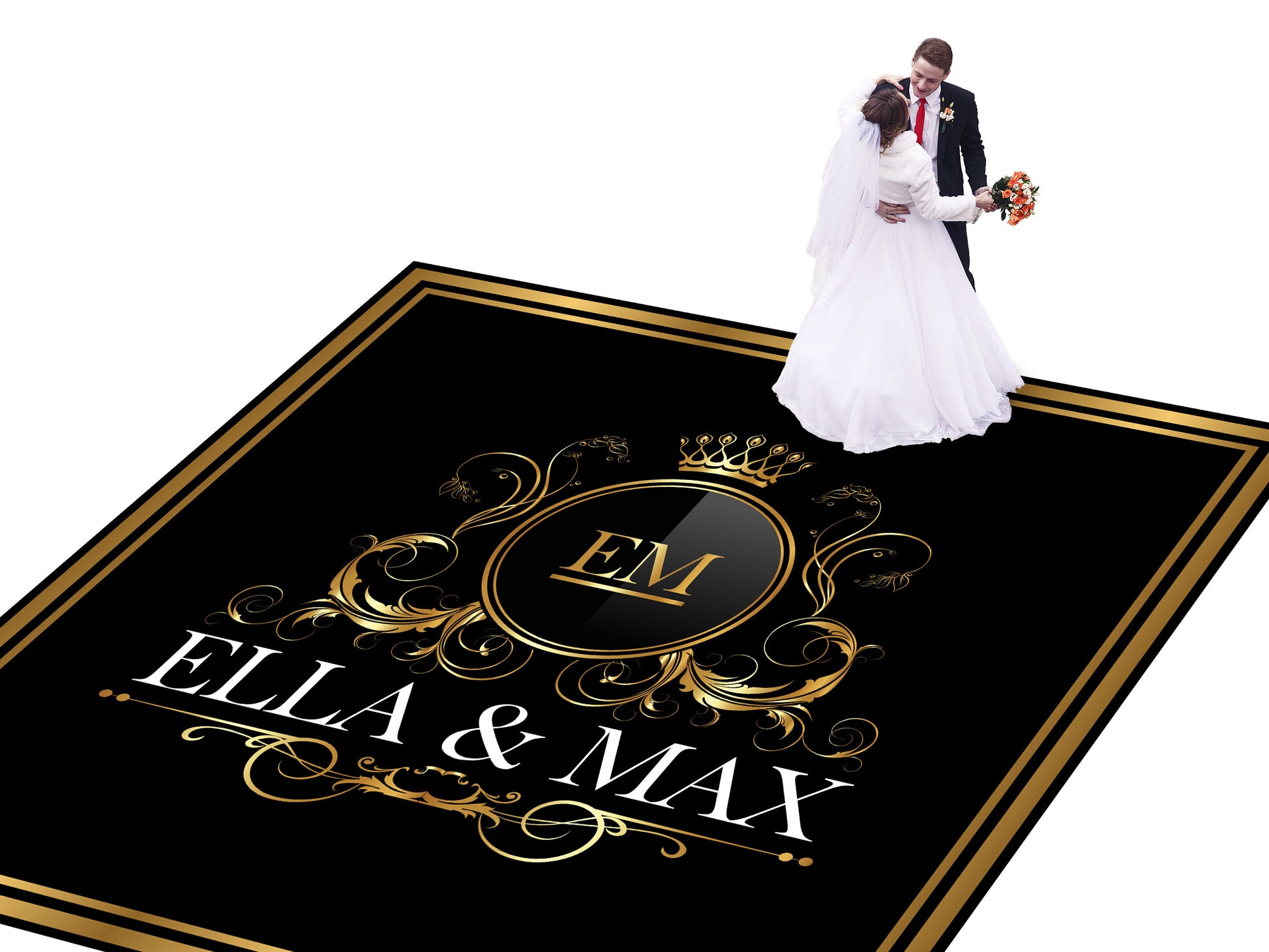 Custom Wedding Decal Dance Floor Wrap Gloss Removable Vinyl. Monogram Print and Vinyl to cover the entire dancefloor. Wedding logo design