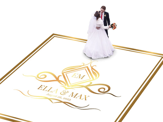 Custom Wedding Decal Dance Floor Wrap Gloss Removable Vinyl. Monogram Print and Vinyl to cover the entire dancefloor. Wedding logo design