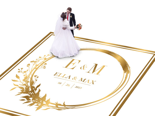 Custom Wedding Decal Dance Floor Wrap Gloss Removable Vinyl. Monogram Print and Vinyl to cover the entire dancefloor. Wedding logo design