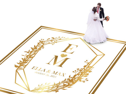 Custom Wedding Decal Dance Floor Wrap Gloss Removable Vinyl. Monogram Print and Vinyl to cover the entire dancefloor. Wedding logo design