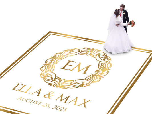 Custom Wedding Decal Dance Floor Wrap Gloss Removable Vinyl. Monogram Print and Vinyl to cover the entire dancefloor. Wedding logo design