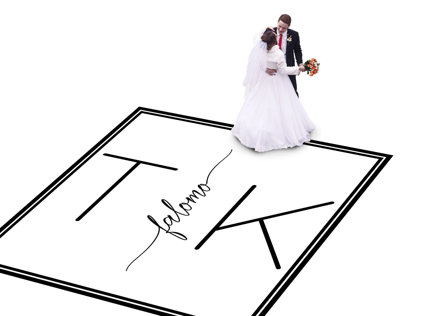 Custom Wedding Decal Dance Floor Wrap Gloss Removable Vinyl. Monogram Print and Vinyl to cover the entire dancefloor. Wedding logo design