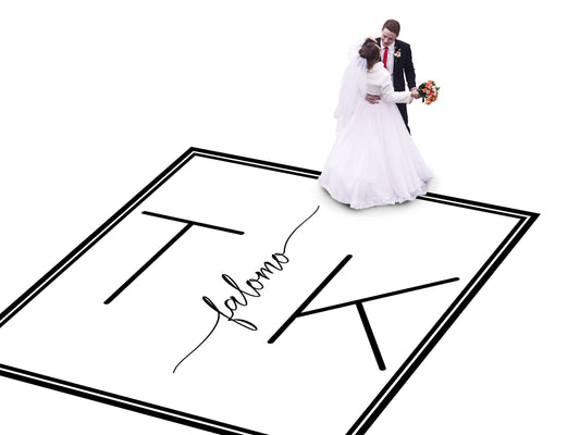 Custom Wedding Decal Dance Floor Wrap Gloss Removable Vinyl. Monogram Print and Vinyl to cover the entire dancefloor. Wedding logo design