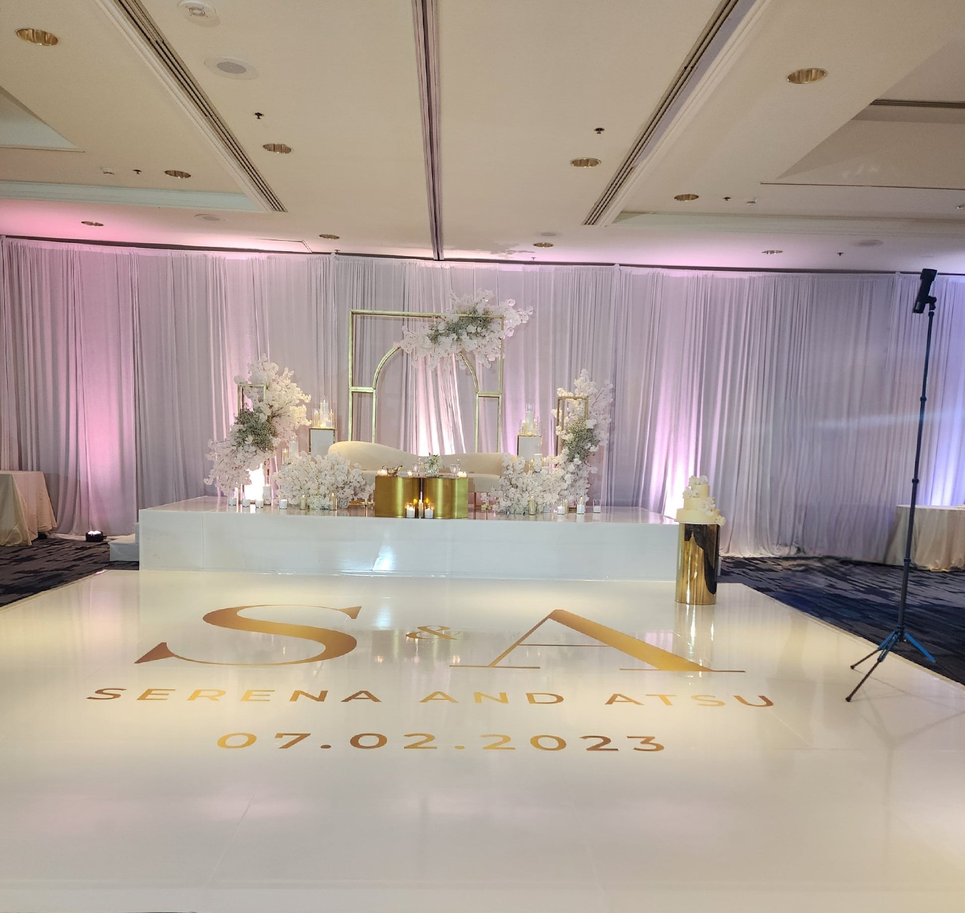 Custom Wedding Decal Dance Floor Wrap Gloss Removable Vinyl. Monogram Print and Vinyl to cover the entire dancefloor. Wedding logo design