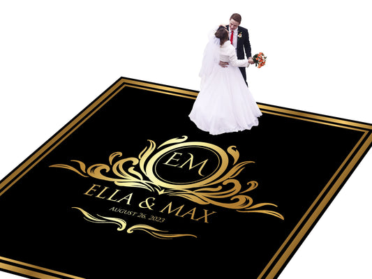 Custom Wedding Decal Dance Floor Wrap Gloss Removable Vinyl. Monogram Print and Vinyl to cover the entire dancefloor. Wedding logo design