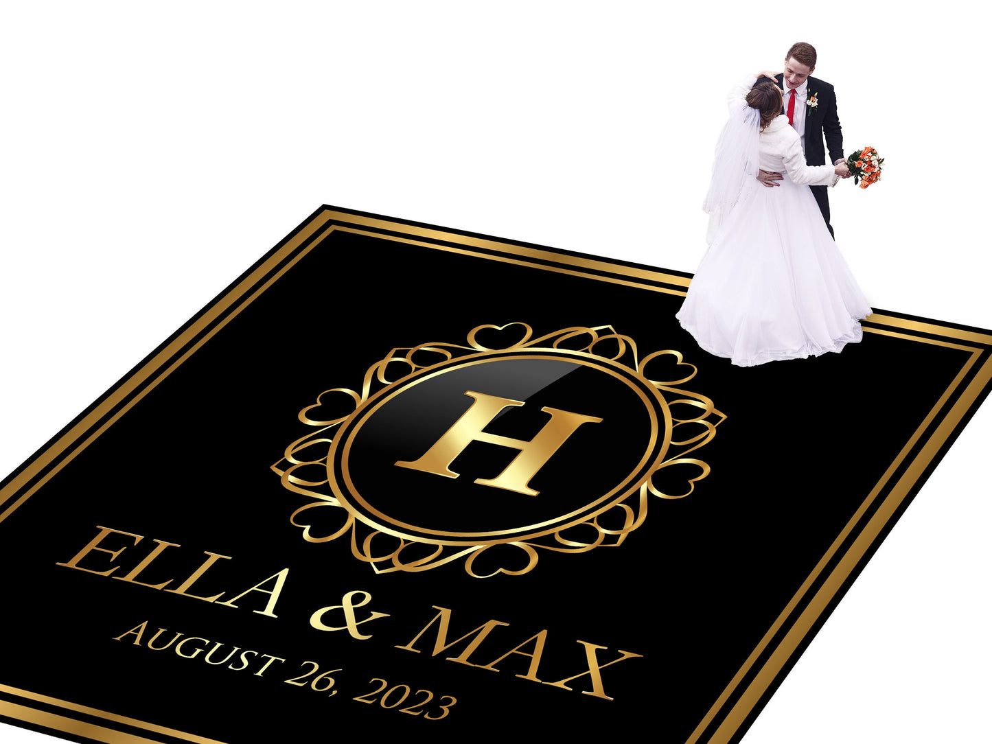 Custom Wedding Decal Dance Floor Wrap Gloss Removable Vinyl. Monogram Print and Vinyl to cover the entire dancefloor. Wedding logo design