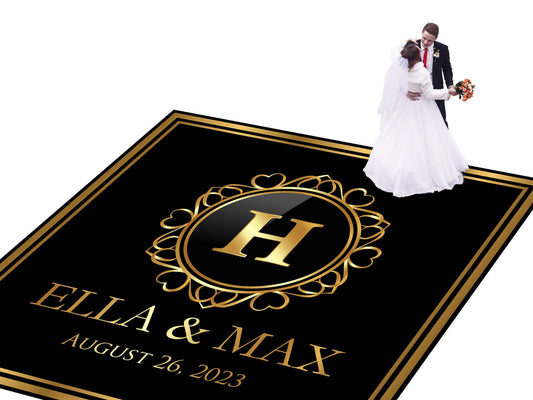 Custom Wedding Decal Dance Floor Wrap Gloss Removable Vinyl. Monogram Print and Vinyl to cover the entire dancefloor. Wedding logo design