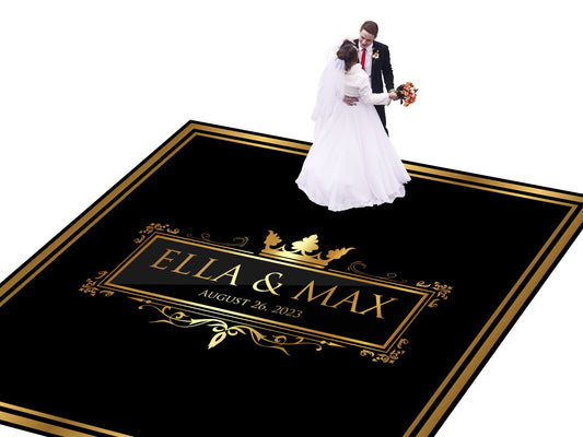 Custom Wedding Decal Dance Floor Wrap Gloss Removable Vinyl. Monogram Print and Vinyl to cover the entire dancefloor. Wedding logo design