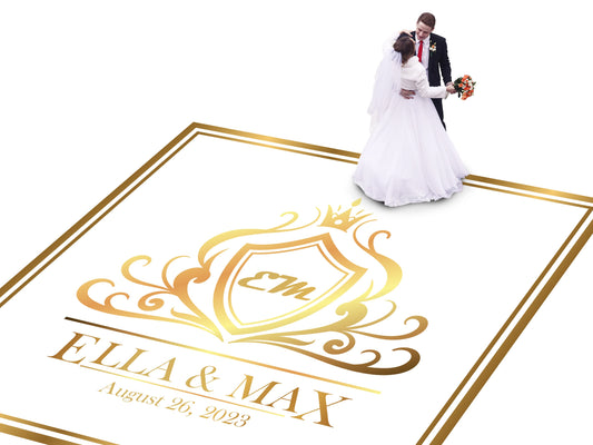 Custom Wedding Decal Dance Floor Wrap Gloss Removable Vinyl. Monogram Print and Vinyl to cover the entire dancefloor. Wedding logo design