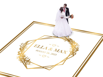 Custom Wedding Decal Dance Floor Wrap Gloss Removable Vinyl. Monogram Print and Vinyl to cover the entire dancefloor. Wedding logo design