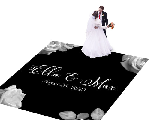Custom Wedding Decal Dance Floor Wrap Gloss Removable Vinyl. Monogram Print and Vinyl to cover the entire dancefloor. Wedding logo design