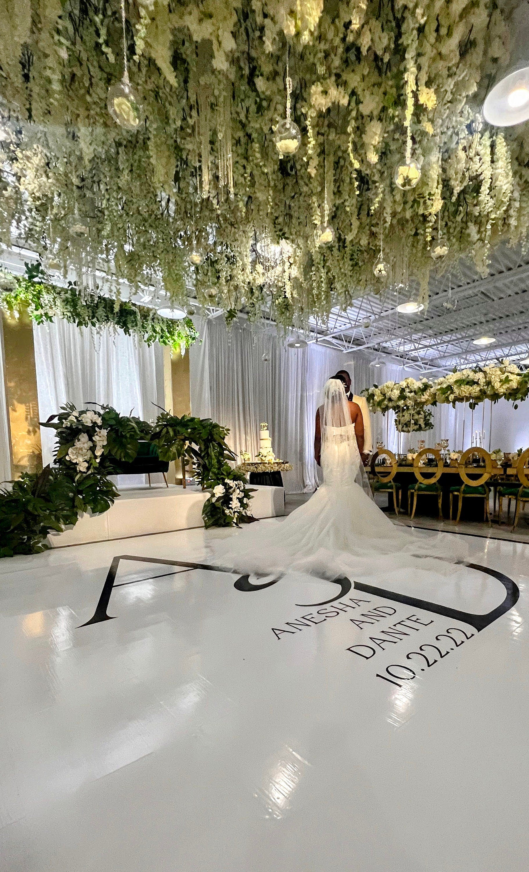 Custom Wedding Decal Dance Floor Wrap Gloss Removable Vinyl. Monogram Print and Vinyl to cover the entire dancefloor. Wedding logo design.