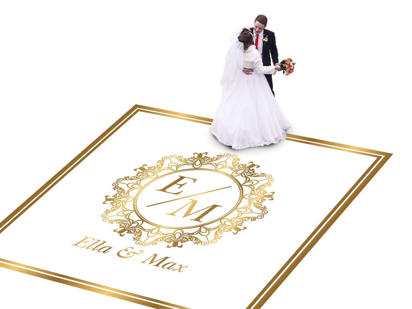 Custom Wedding Decal Dance Floor Wrap Gloss Removable Vinyl. Monogram Print and Vinyl to cover the entire dancefloor. Wedding logo design
