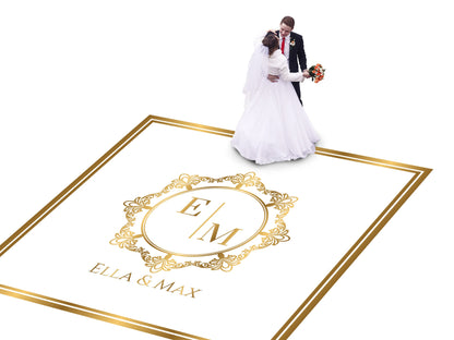 Custom Wedding Decal Dance Floor Wrap Gloss Removable Vinyl. Monogram Print and Vinyl to cover the entire dancefloor. Wedding logo design