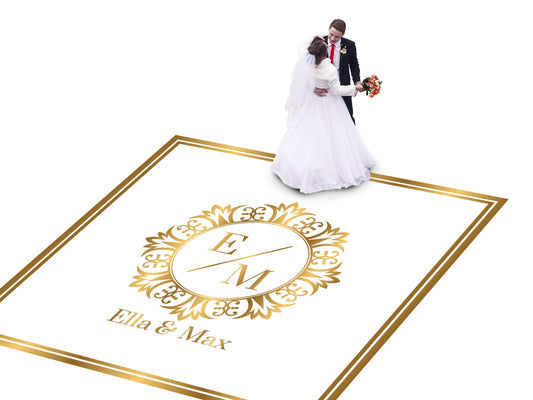 Custom Wedding Decal Dance Floor Wrap Gloss Removable Vinyl. Monogram Print and Vinyl to cover the entire dancefloor. Wedding logo design