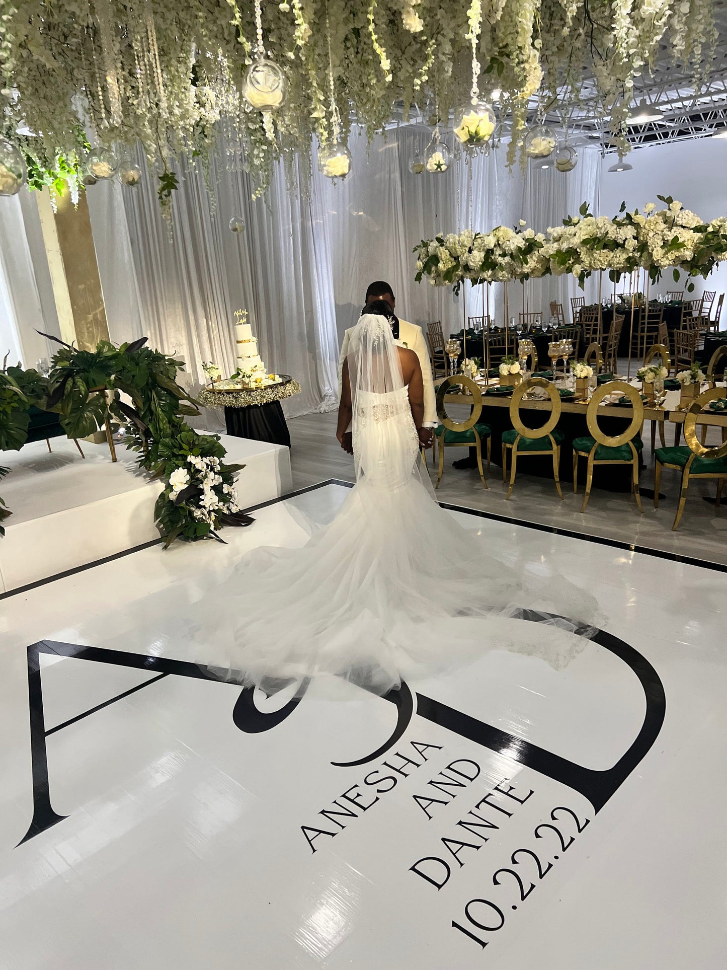 Custom Wedding Decal Dance Floor Wrap Gloss Removable Vinyl. Monogram Print and Vinyl to cover the entire dancefloor. Wedding logo design.