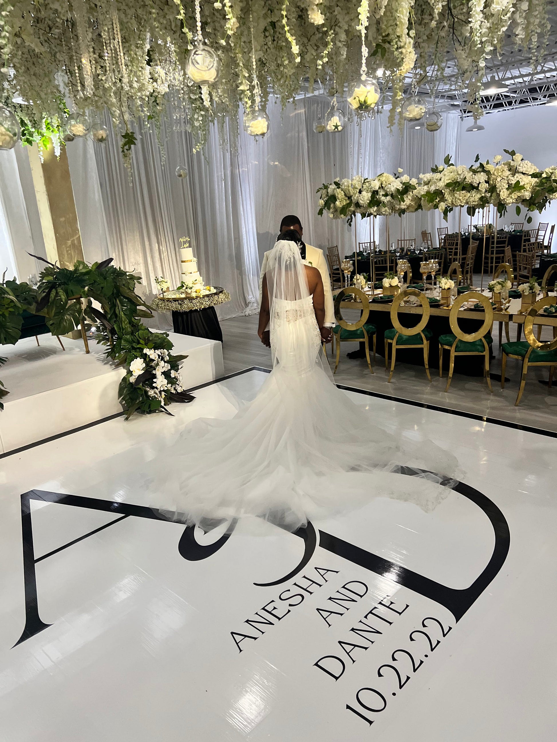 Custom Wedding Decal Dance Floor Wrap Gloss Removable Vinyl. Monogram Print and Vinyl to cover the entire dancefloor. Wedding logo design.