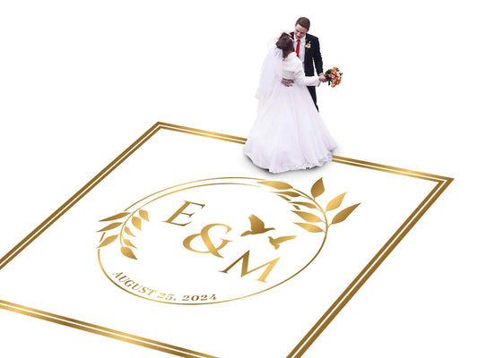 Full Print Custom Wedding Decal Dance Floor Wrap Gloss Removable Vinyl. Wedding Dancefloor design. Free Shipping