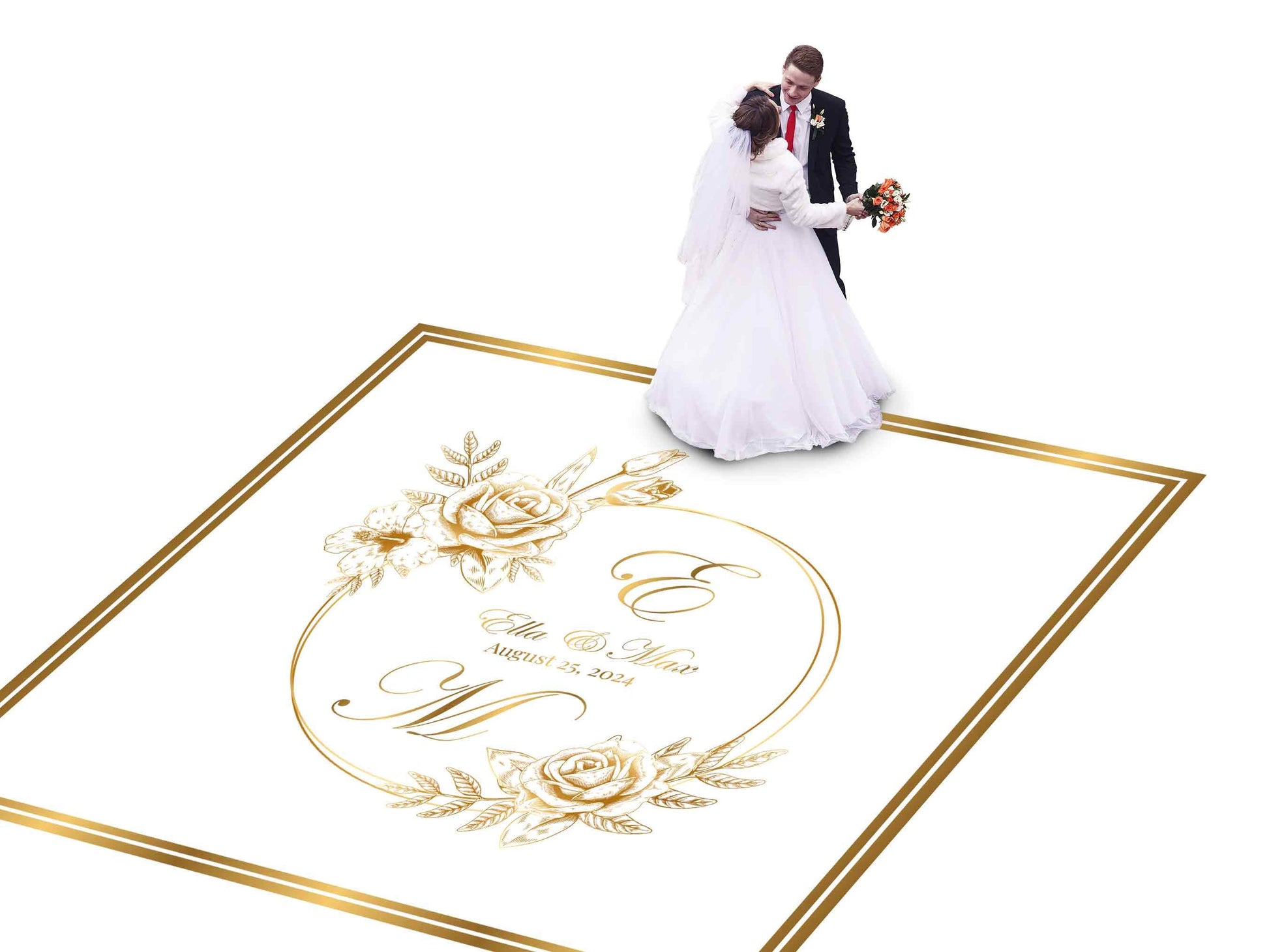 Full Print Custom Wedding Decal Dance Floor Wrap Gloss Removable Vinyl. Wedding Dancefloor design. Free Shipping