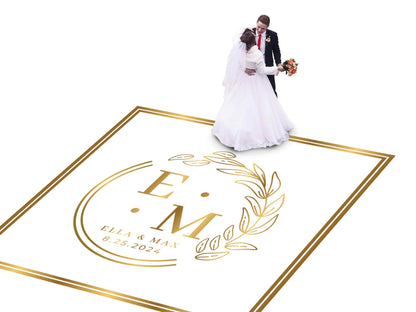 Full Print Custom Wedding Decal Dance Floor Wrap Gloss Removable Vinyl. Wedding Dancefloor design. Free Shipping