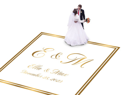 Custom Wedding Decal Dance Floor Wrap Gloss Removable Vinyl. Monogram Print and Vinyl to cover the entire dancefloor. Wedding logo design
