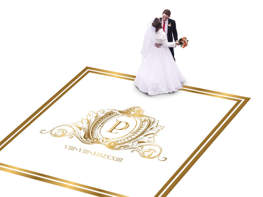 Custom Wedding Decal Dance Floor Wrap Gloss Removable Vinyl. Monogram Print and Vinyl to cover the entire dancefloor. Wedding logo design