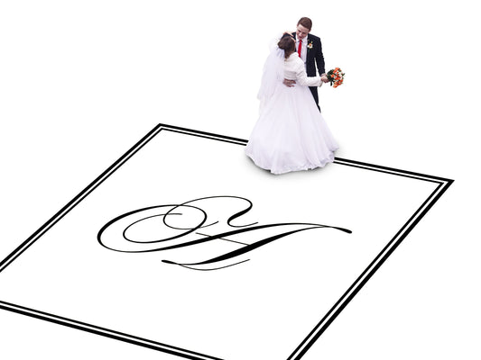 Custom Wedding Decal Dance Floor Wrap Gloss Removable Vinyl. Monogram Print and Vinyl to cover the entire dancefloor. Wedding logo design